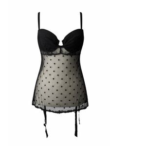 VTG La Perla Malizia Corset Black Sz 38 C/D Garter Straps Underwire Boned Sheer